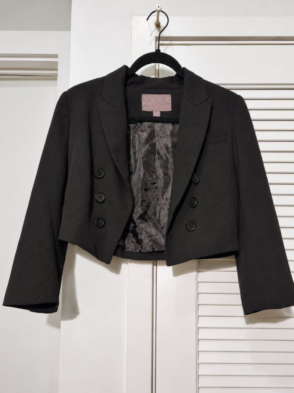 Cropped Double Breasted Blazer Fitted Tailored Jacket Decorative Buttons